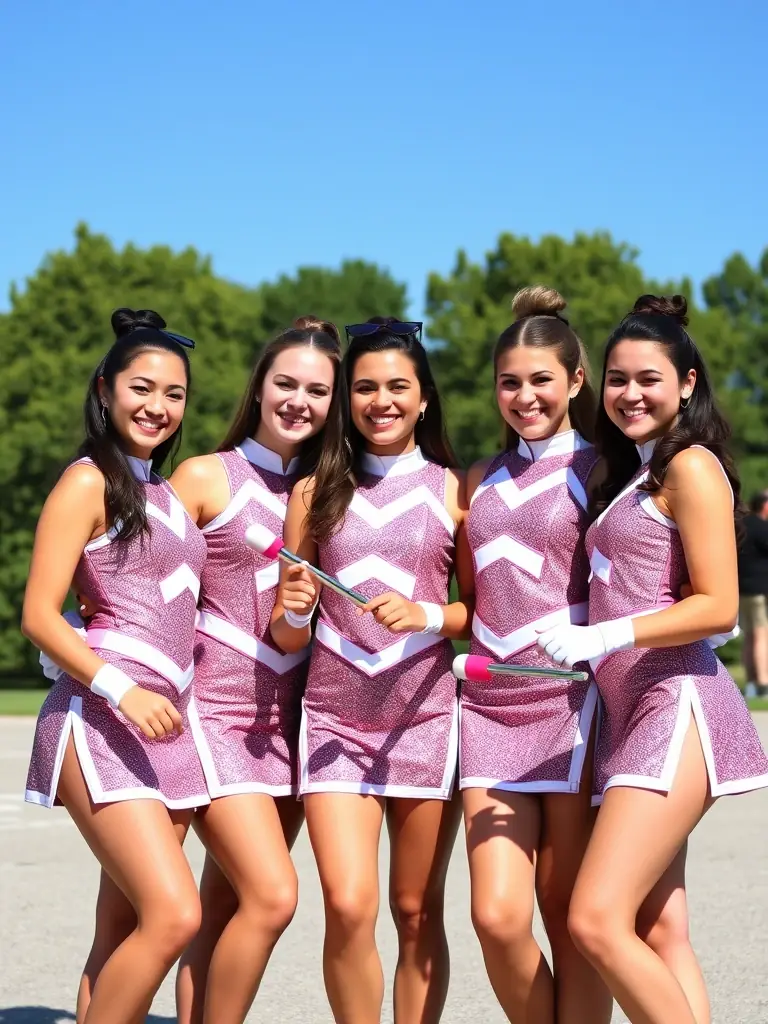 A group of smiling team members in uniform, holding batons, demonstrating the camaraderie and support within the organization.