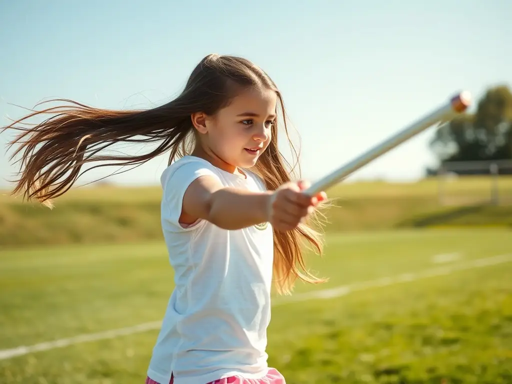 A group of young athletes in uniform practicing twirling baton routines outdoors, showcasing teamwork and coordination.